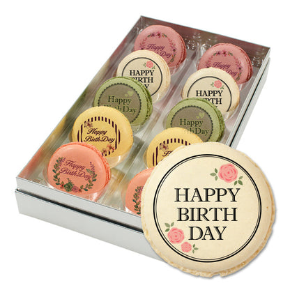 誕生日 お菓子 HappyBirthDay(お花) メッセージマカロン セット(箱入り)お祝い プチギフト